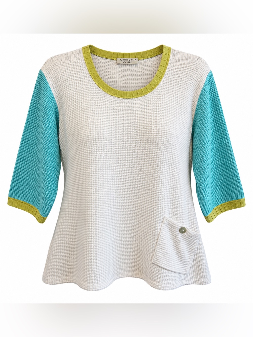 White Knit Cotton Oversized Sweater Blouse by Margaret Winters size Medium